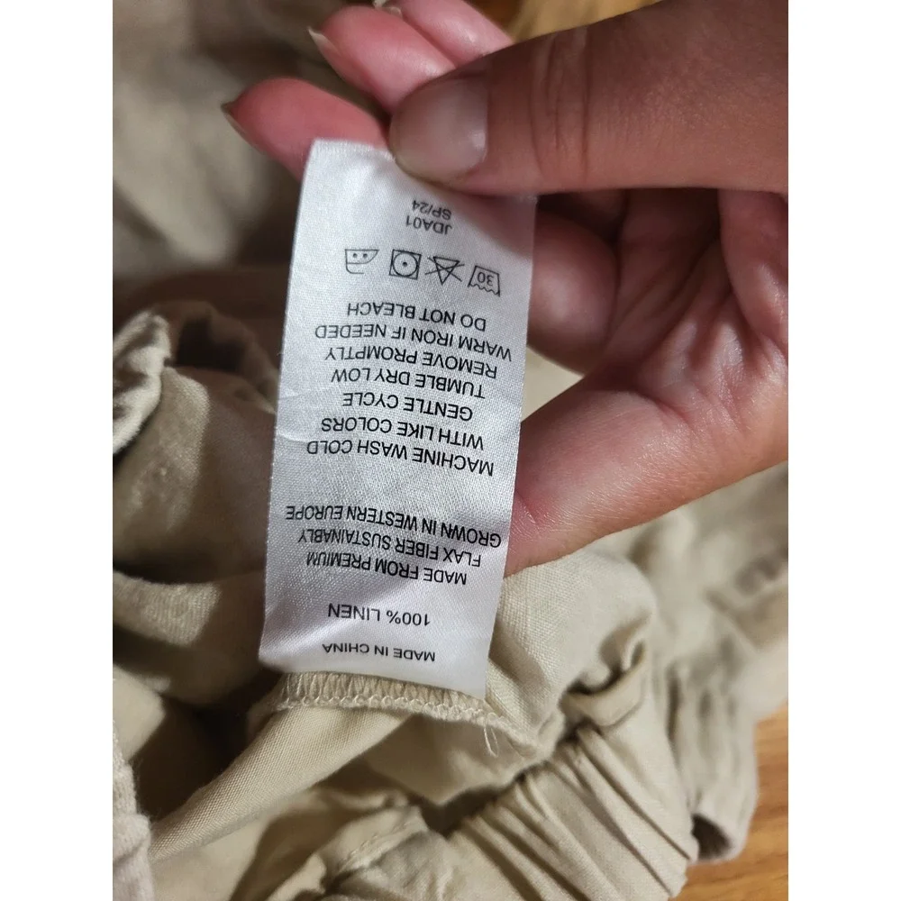 Quince Size M Beige 100% Linen Pull On Pants